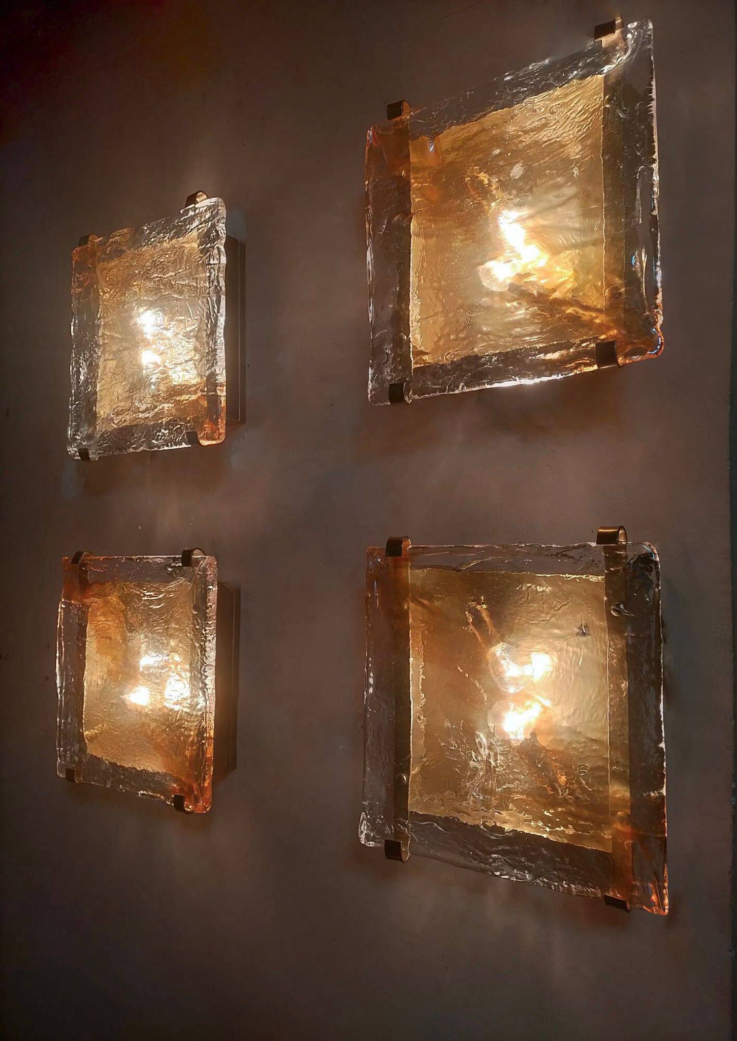 Set of Italian Murano Glass Wall Sconces | 1970s | 6 Available
