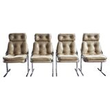 Set of 4 vintage chrome chairs 1970