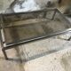 Vintage 1970 stainless steel coffee table and smoked glass