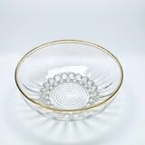 Fruit salad service in molded glass and gilt decoration with balls, 1950