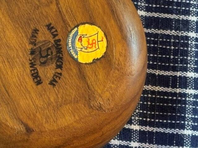 pair of teak dishes and boat shell in beech - Sweden 1950s/60s