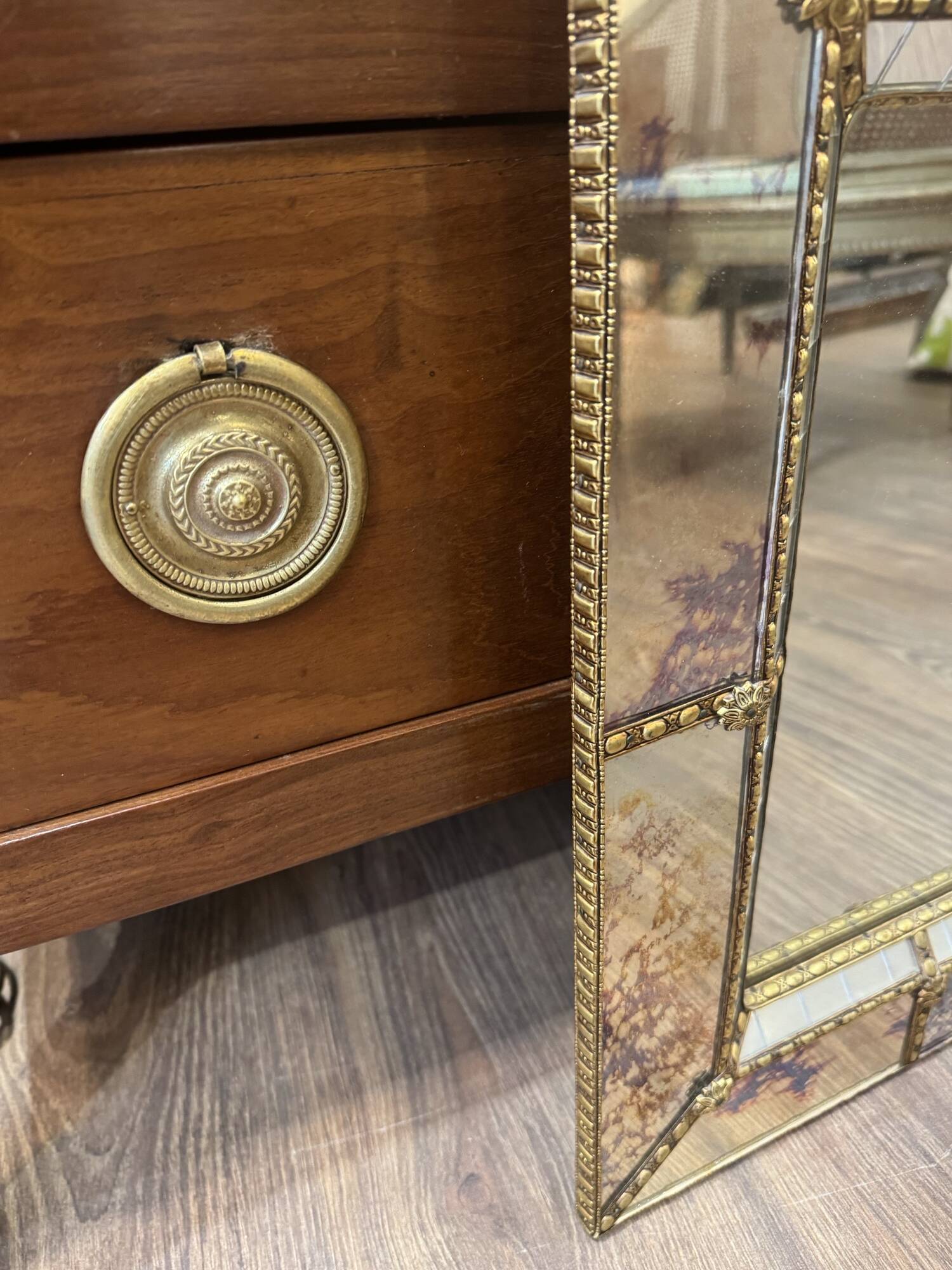 Vintage Venetian mirror with a frame from around 1970.