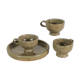 Set of cups and tray by Gustave Tiffoche in pyrite stoneware – 1970s