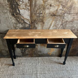 Console raw wood and absolute black