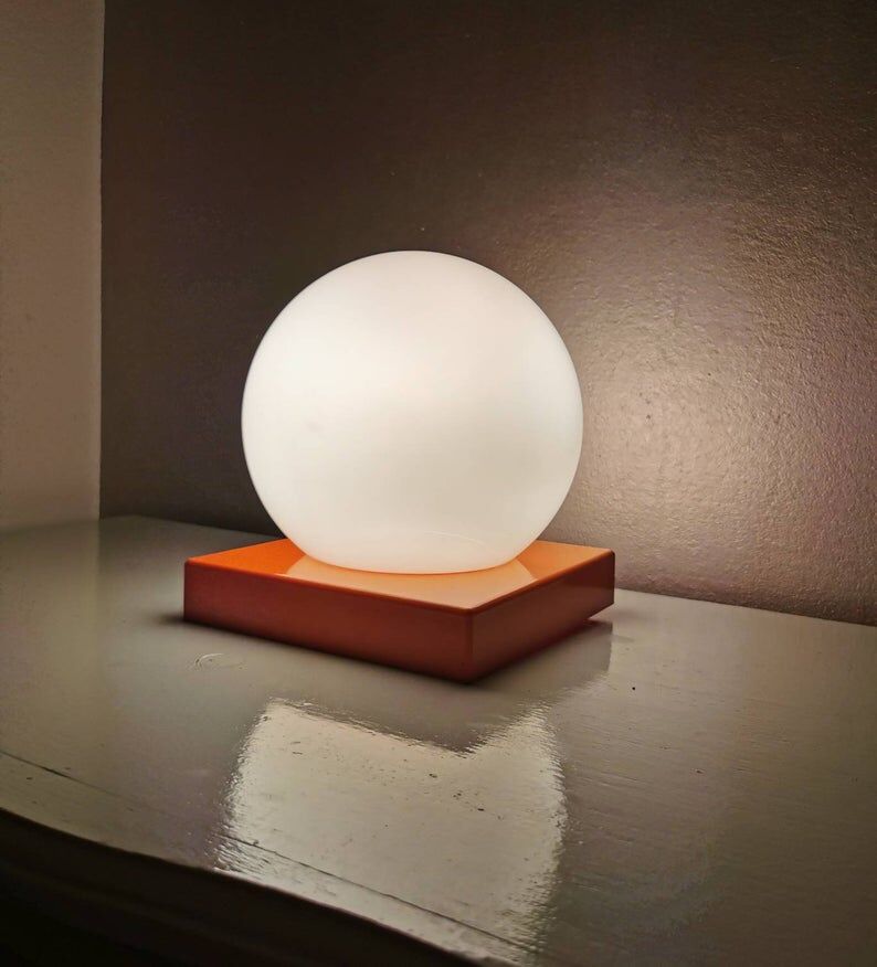 Lampe de table vintage orange 1980