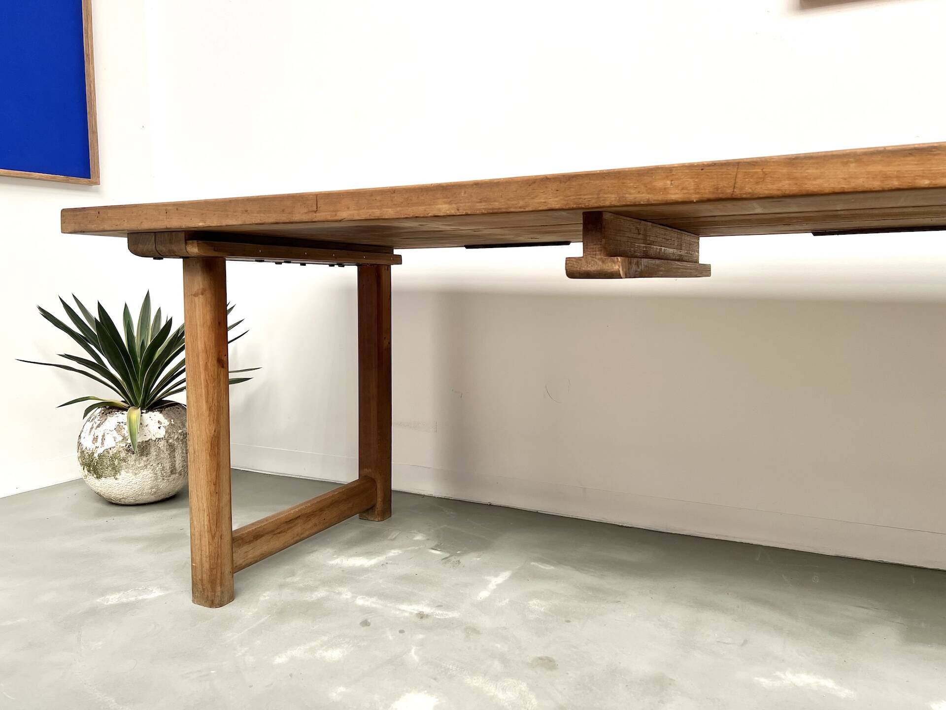 Large brutalist beech farmhouse table