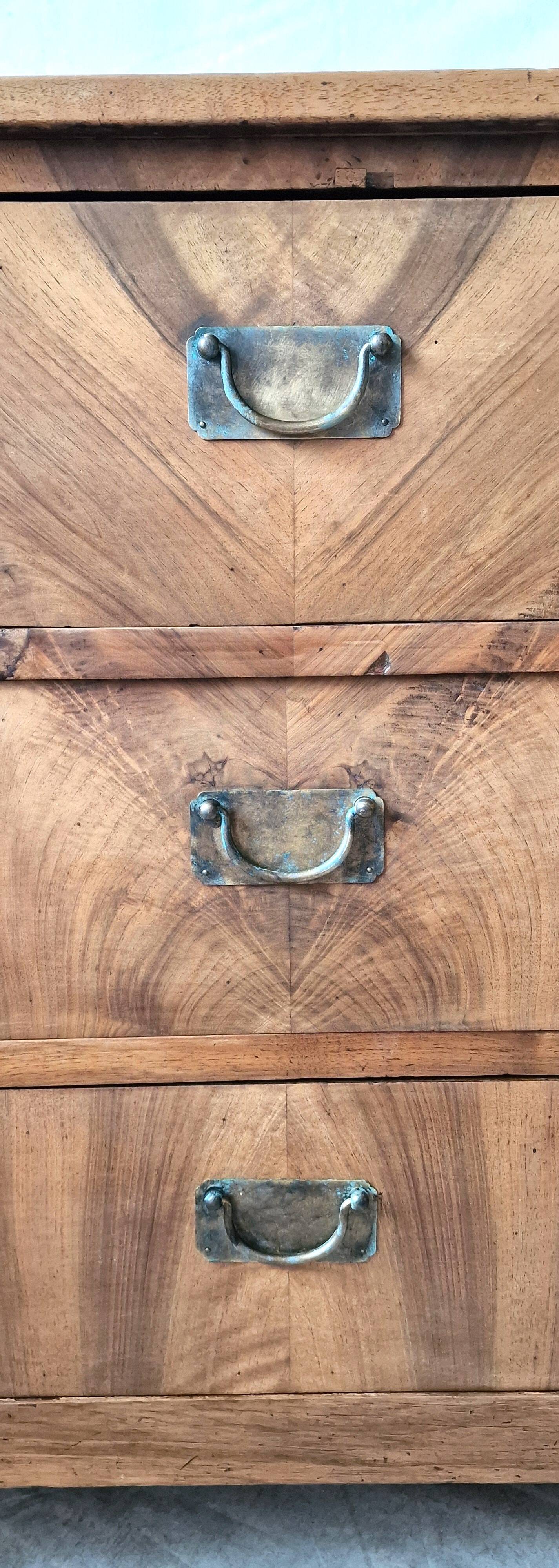 Antique brutalist walnut chest of drawers