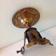 Ceiling light ball opaque glass and brass art deco style