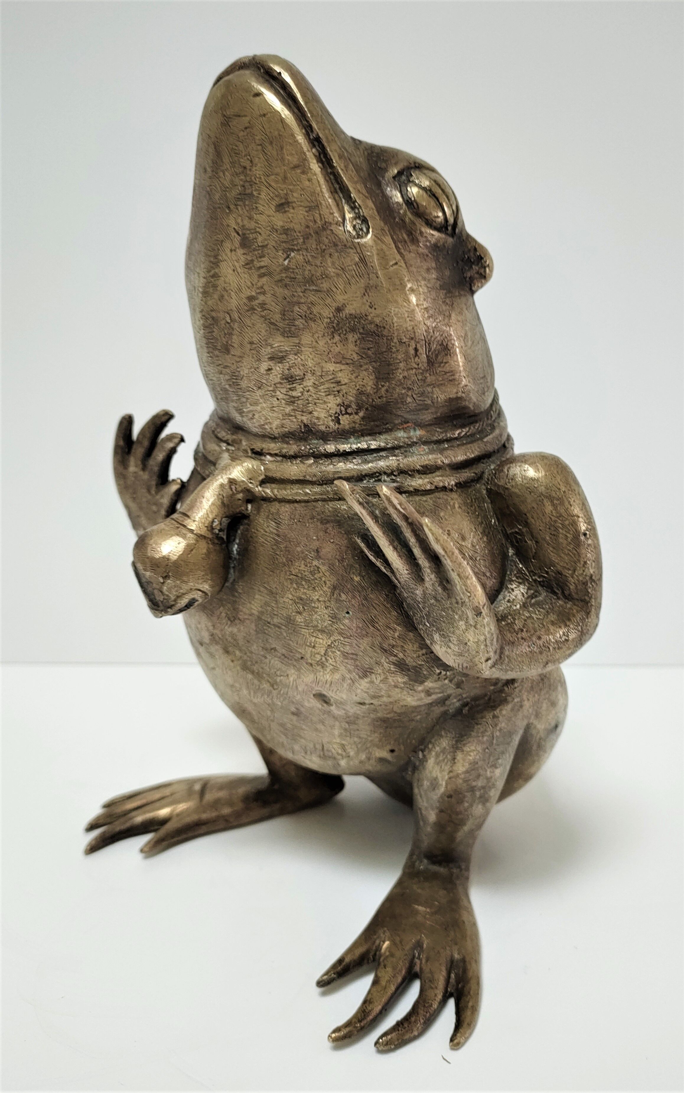 Patinated brass sculptural frog 60s