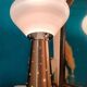 Lampe acier brossé vintage abat jour transparent blanc Italie  1970