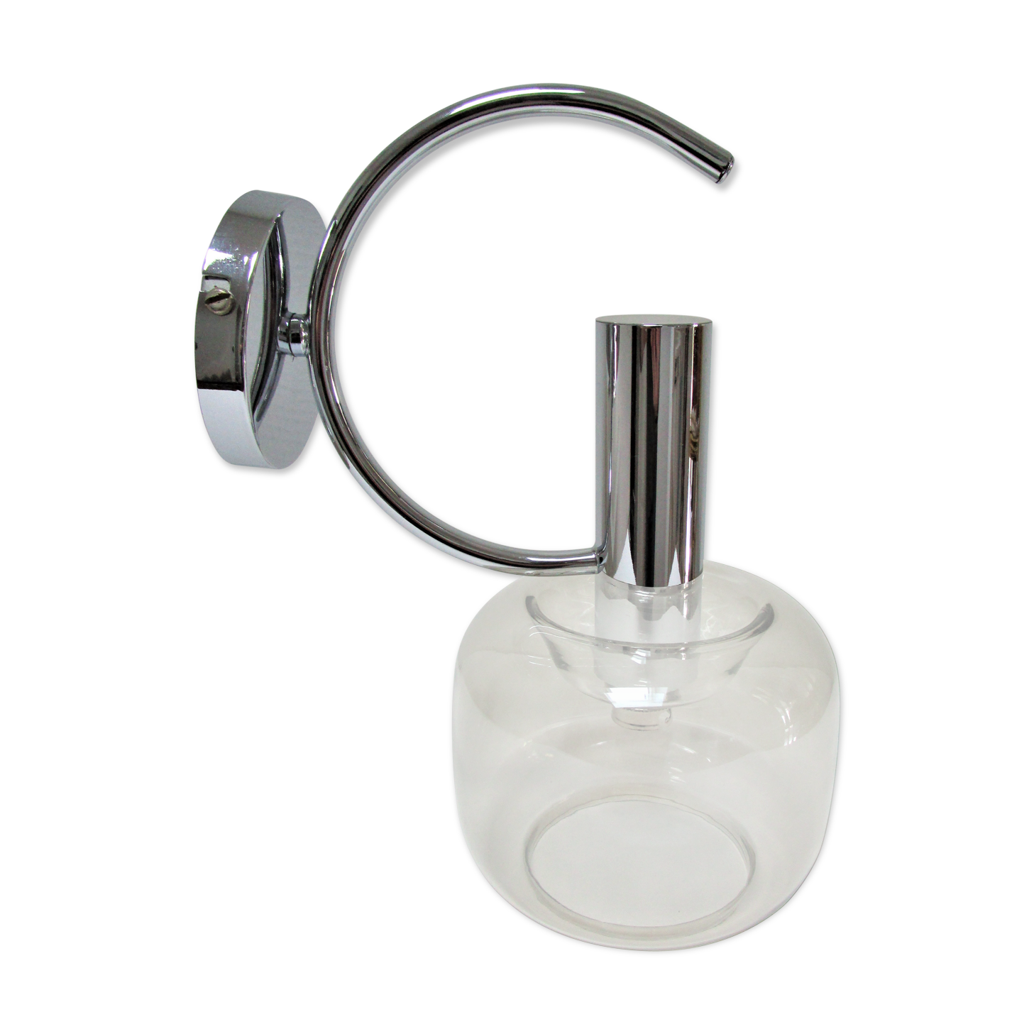 Sconce chrome and smoked glass vintage design 70s