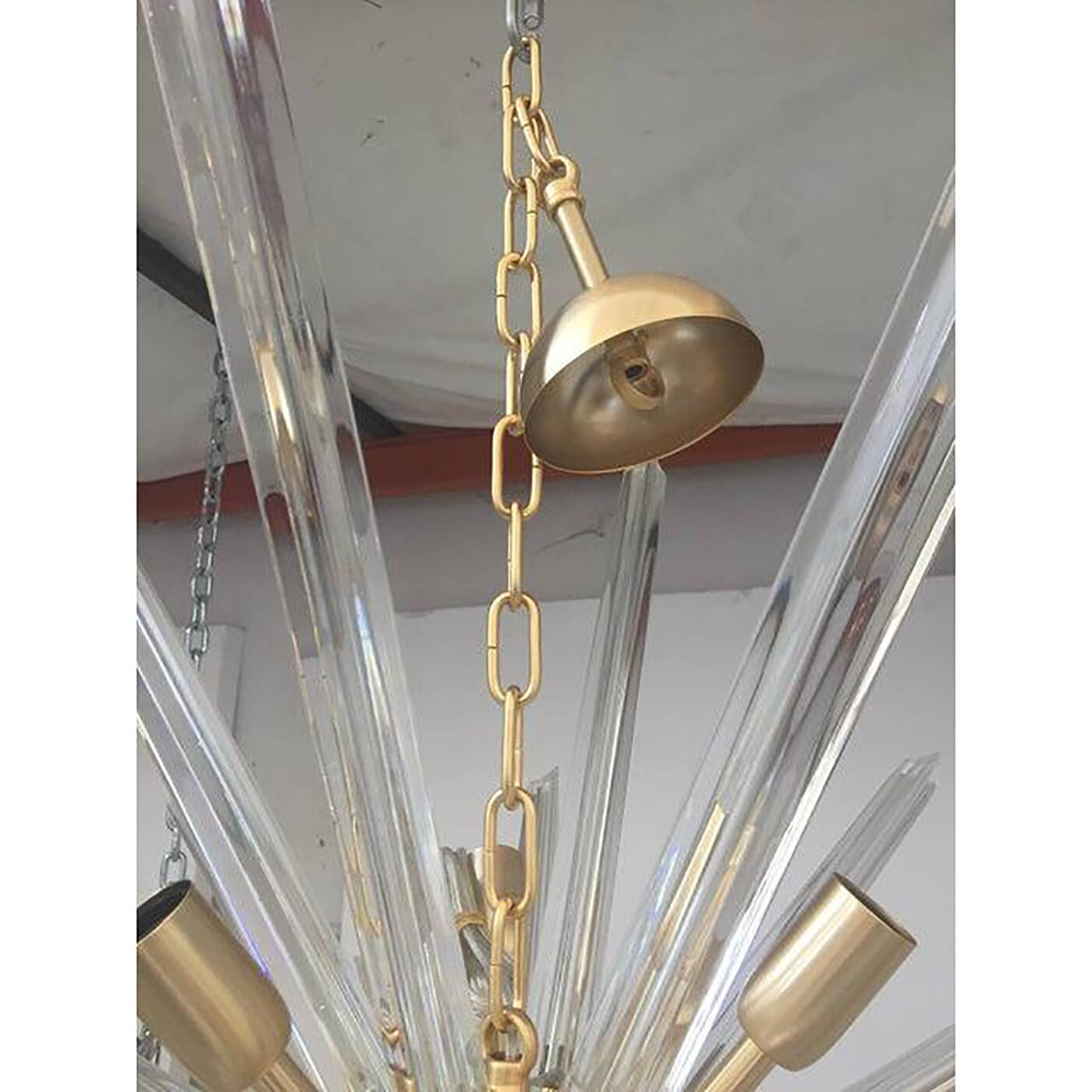 Transparent Clear Murano Style Glass Triedo Sputnik Chandelier