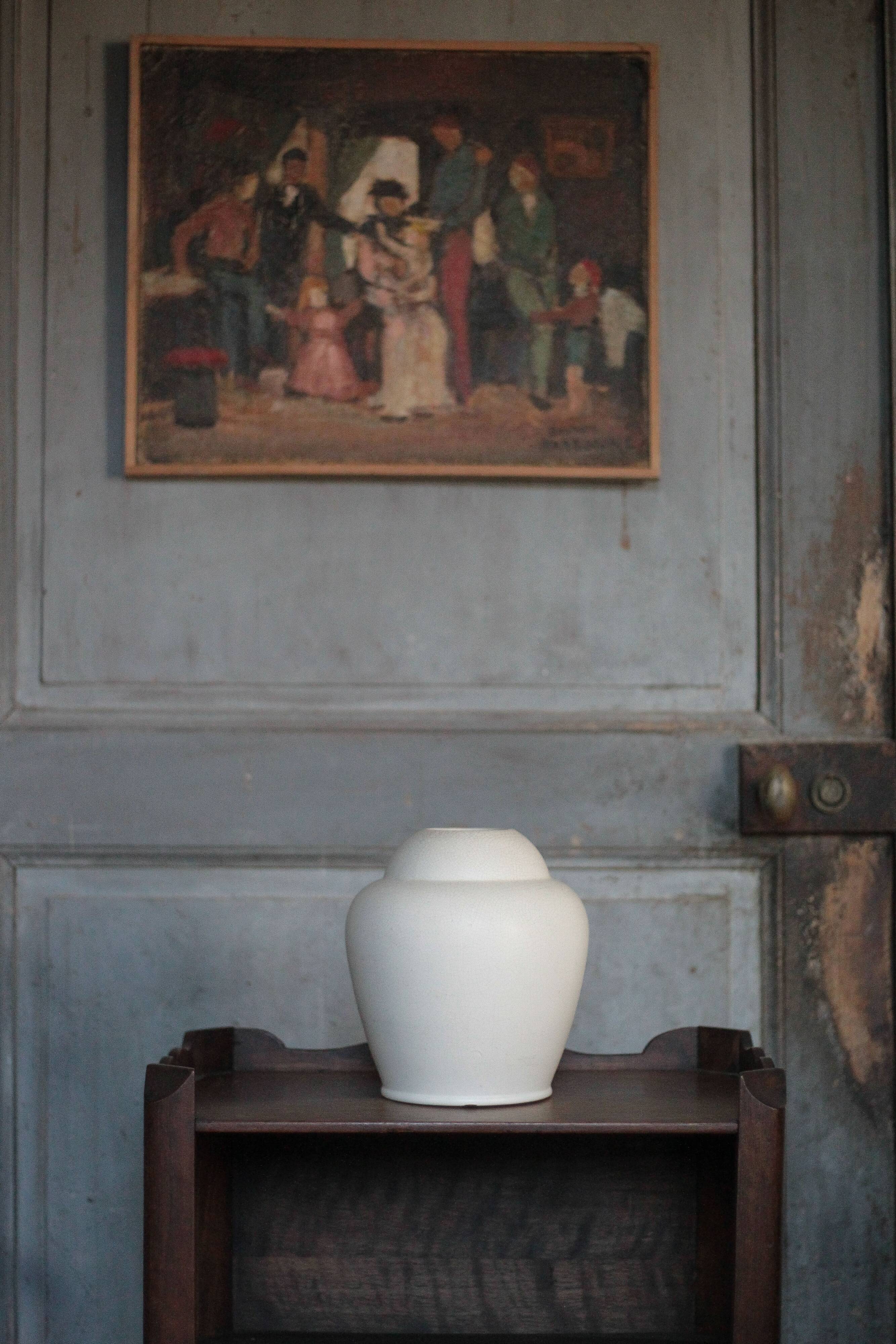 White earthenware vase by the French manufacturer Orchies.