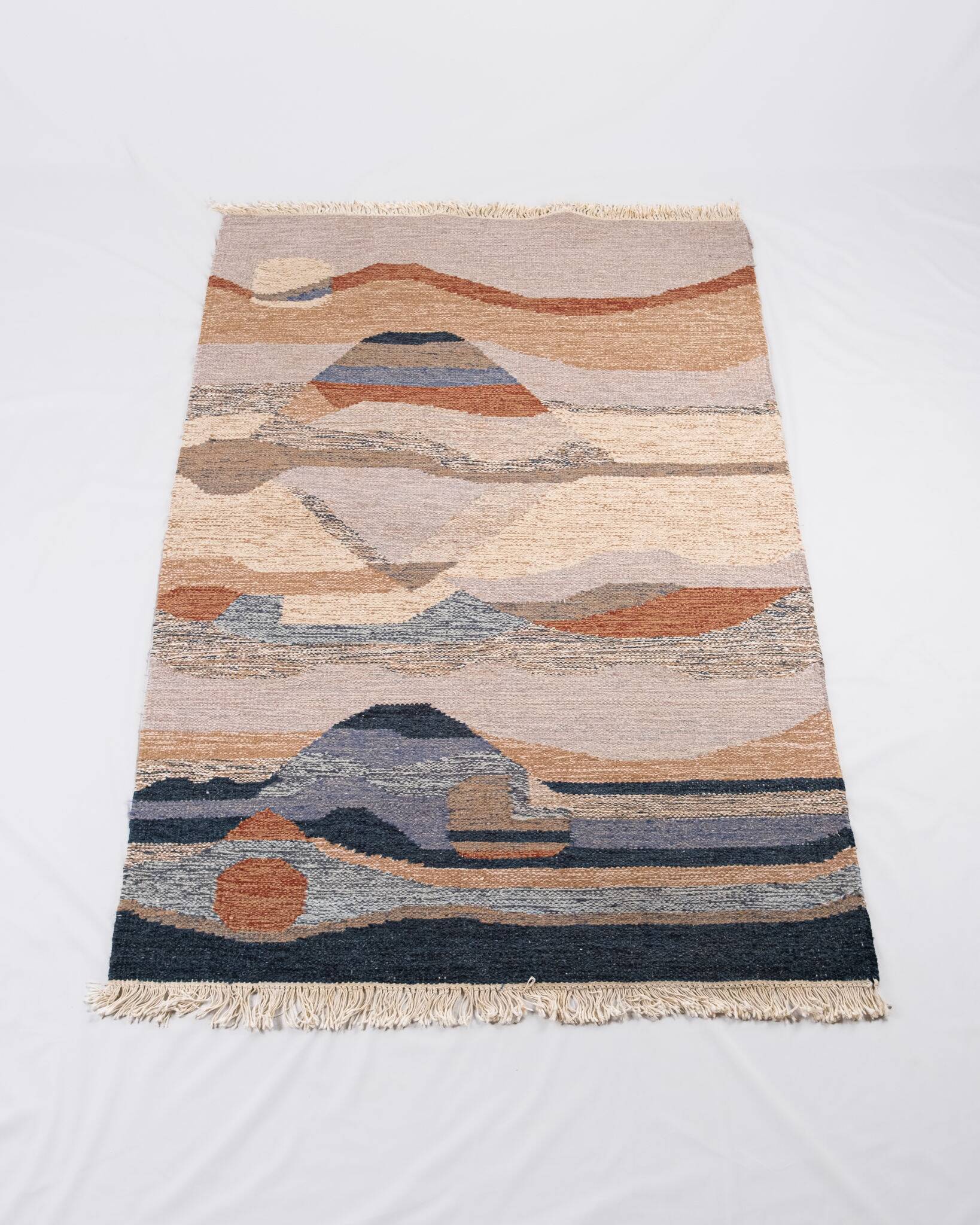 Pair of kilims or tapestries in a modern style, Central Asia, late 20th century.