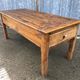 Antique Rustic Solid Cherry Farmhouse Table with 3 Drawers and 1 Pull Out