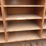 Sorting wood locker cabinet with Vintage labels