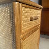 Meuble d'appoint chevet haut en rotin