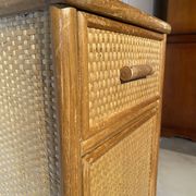High rattan bedside accent table