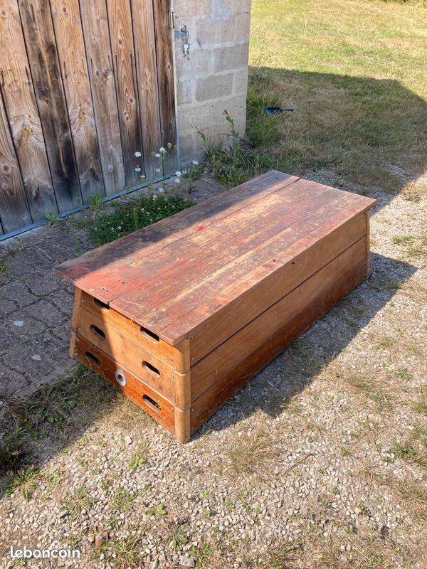 Large vintage wooden chest gymnast plinth