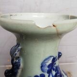 Vase celadon enamel white and blue chinese porcelain 19th