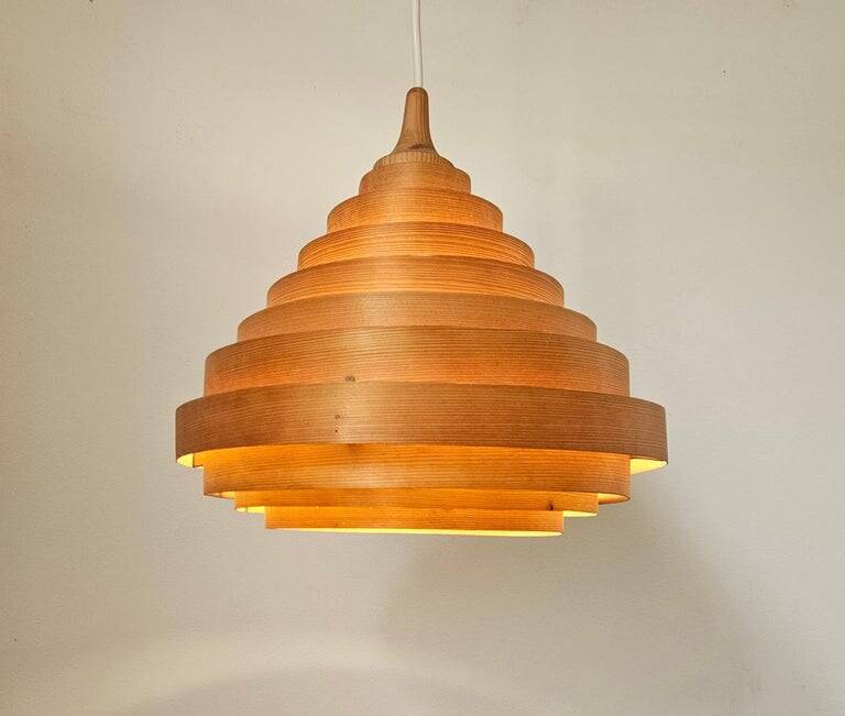 Midcentury Veneer Pendant in style of Hans-Agne Jakobsson, Denmark, 1970s