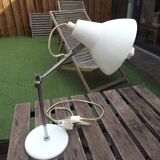 Lampe métal blanche 70' articulée vintage