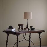 Antique Italian desk table, walnut and marble, Naples, 19th century.