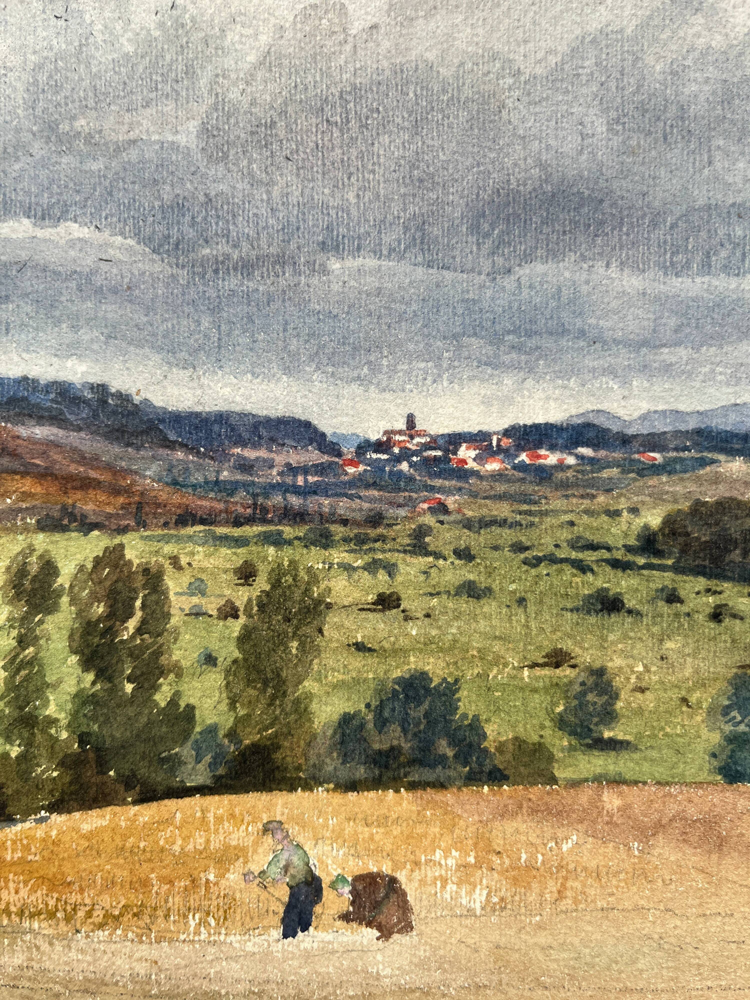 Watercolor painting "Entremont Valley - Contrexéville" early 20th century