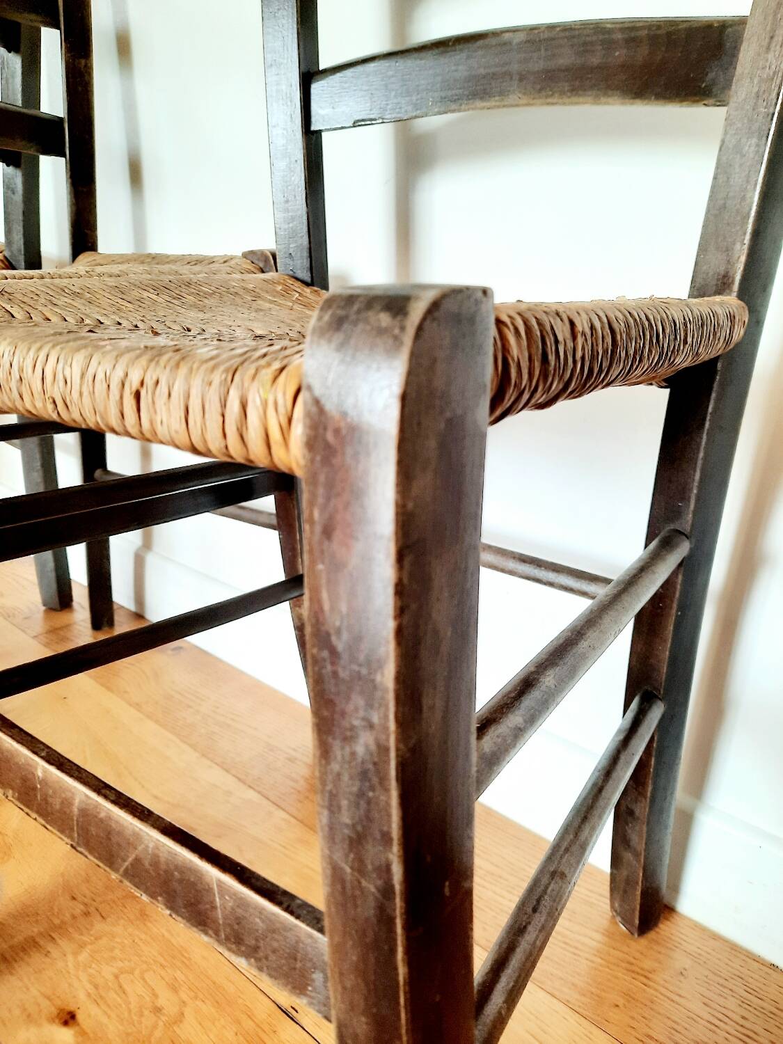 Chaises en paille ancienne- lot de 4