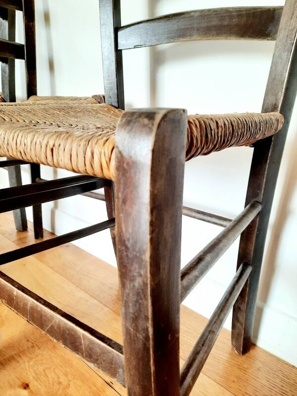 Chaises en paille ancienne- lot de 4