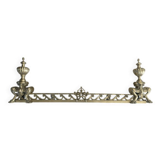 19th-century brass fireplace threshold bar