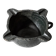 Vintage ceramic ashtray from the 1960s, black, hand-sculpted texture, organic shape.