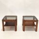 Pair of teak bedside tables and smoked glass