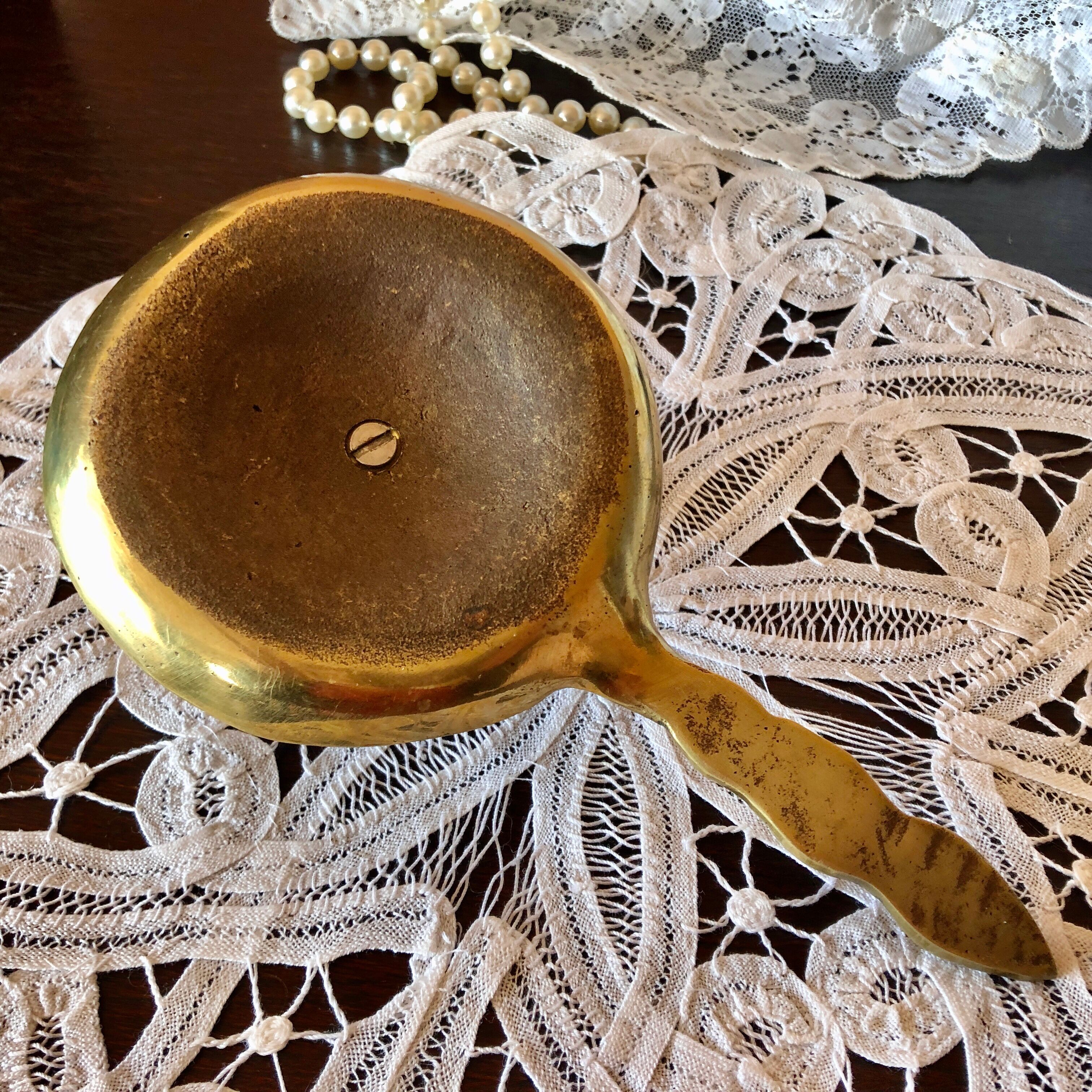 Hand candle holder medieval style solid brass twentieth century