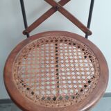 Tabourets en fer forgé  assise en canage