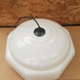 Old white plastic pendant lamp 1970s vintage