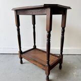 Table d'appoint ancienne en bois à 2 niveaux
