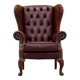 Burgundy leather vintage chesterfield wing chair