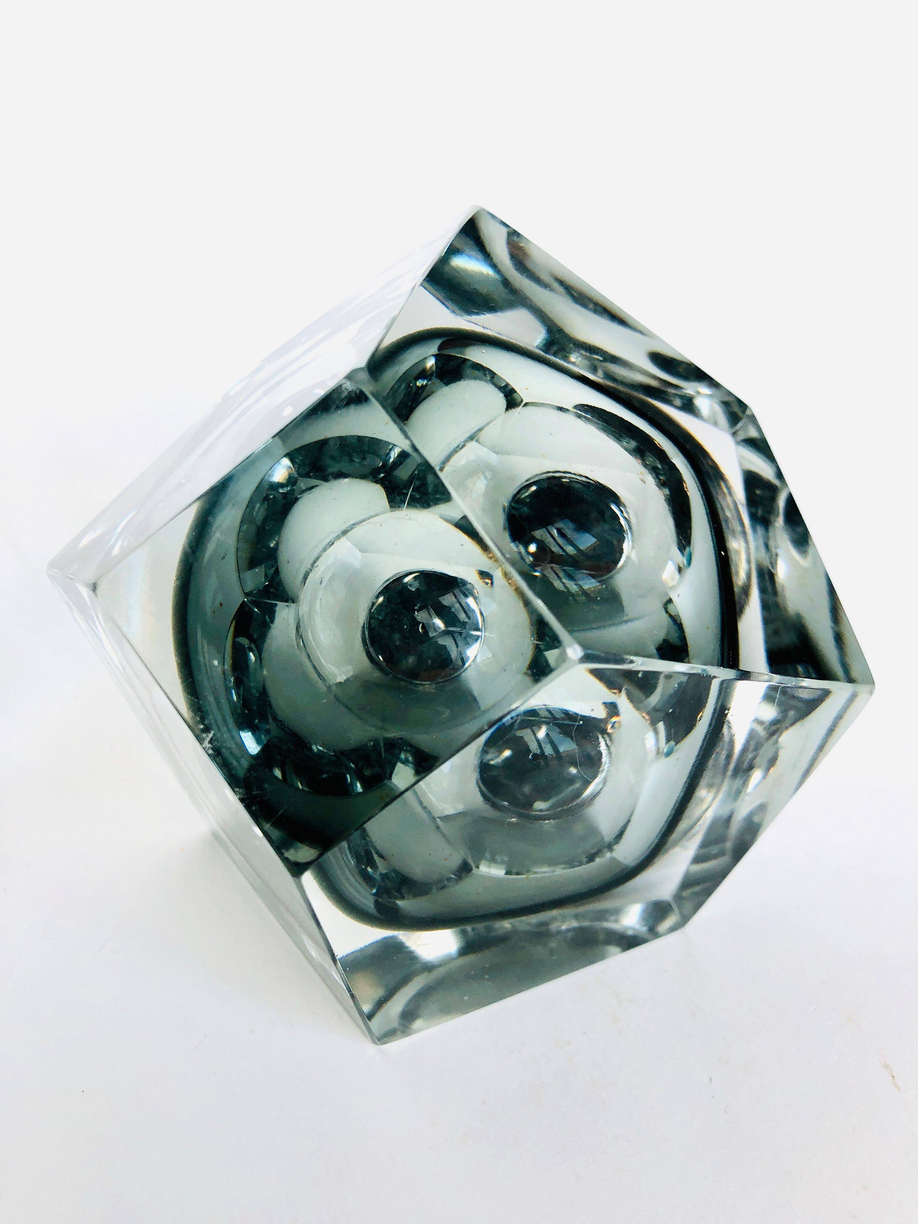 Briquet de table gris en verre de Murano Sommerso par Flavio Poli, années 1960