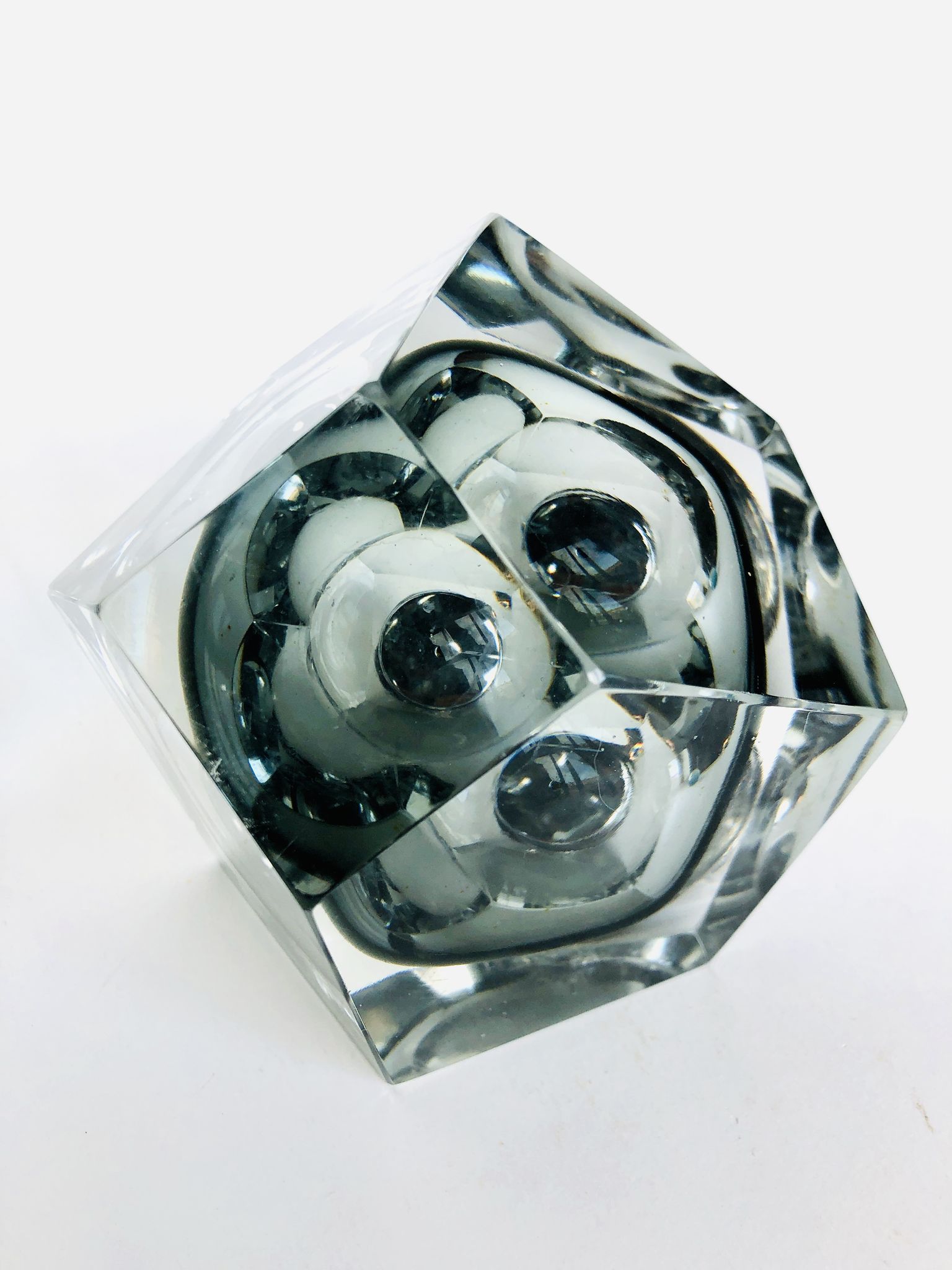 Grey table lighter made of Murano Sommerso glass by Flavio Poli,1960s