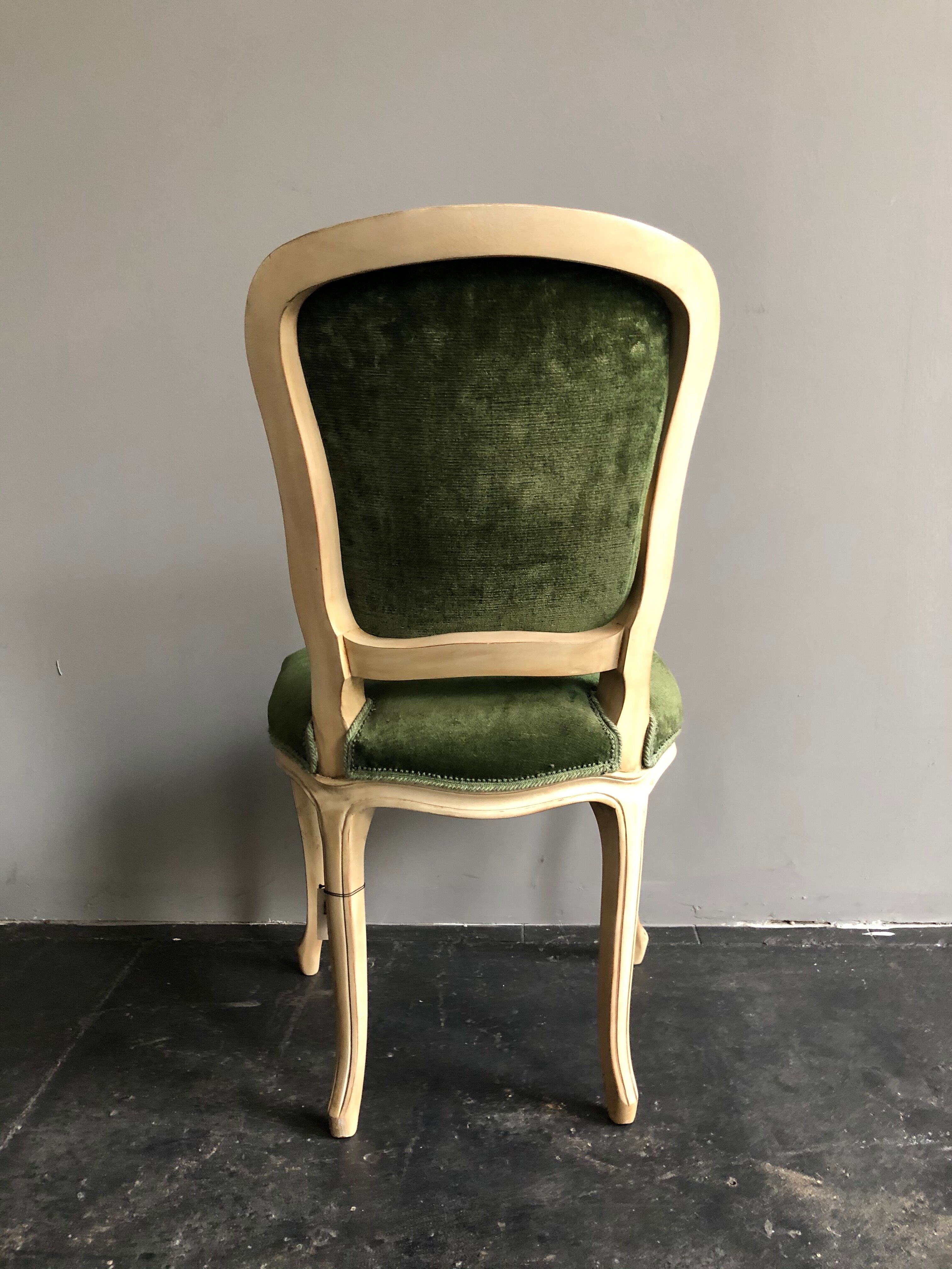 Wooden chair and green velvet in neoclassical style Flamant