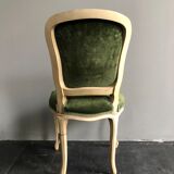 Chaise en bois et velours vert de style néoclassique Flamant