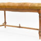Banc de style louis xvi en bois et cuir marron capitonné