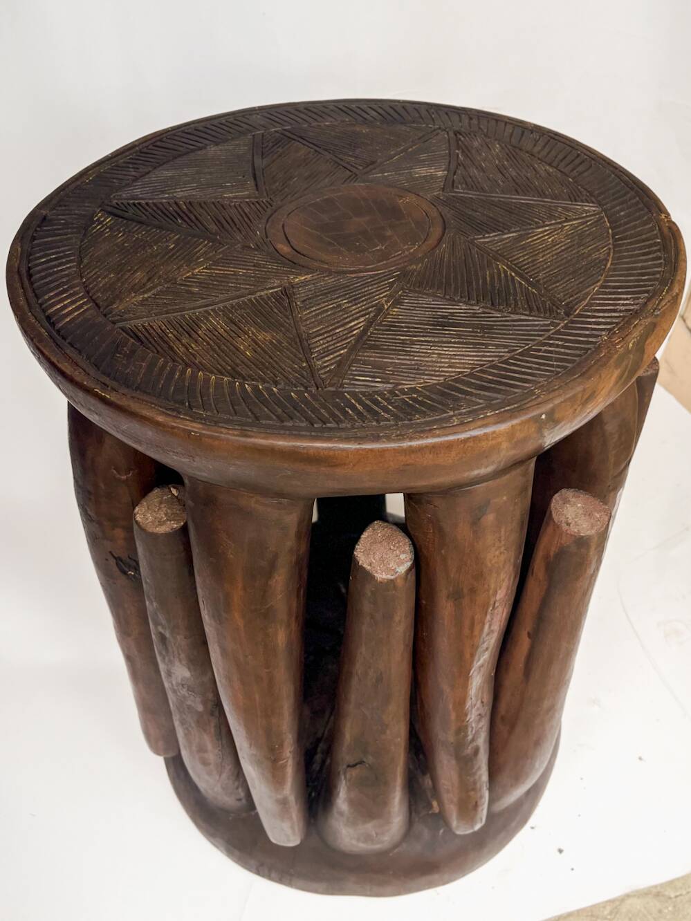 Large Nupe Stool 8 feet 50 cm – Solid wood tribal sculpture, piece