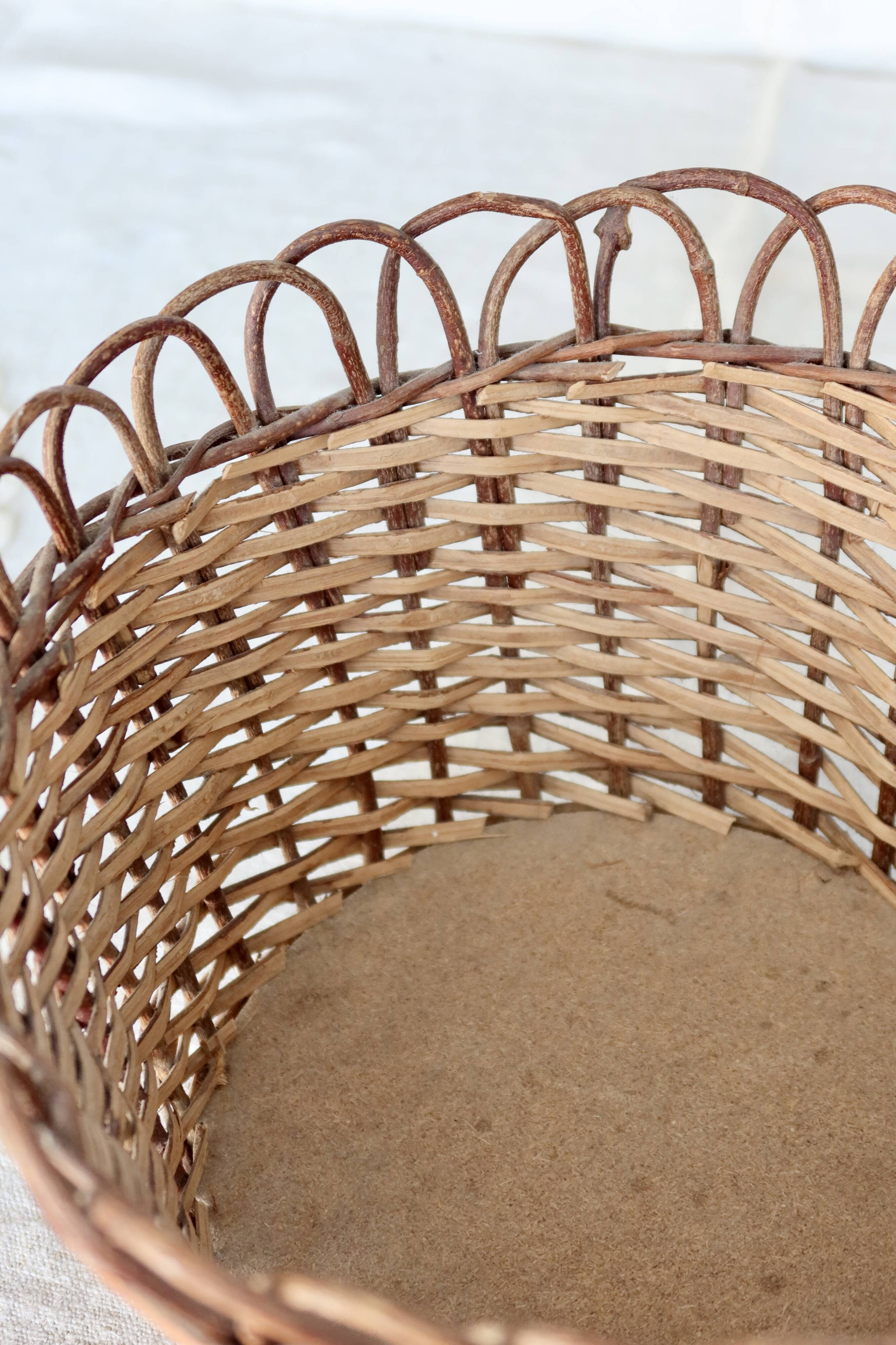 Large vintage woven rattan planter