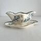 Antique iron earthenware sauceboat with flowers and birds "Malaga" Petrus Regout