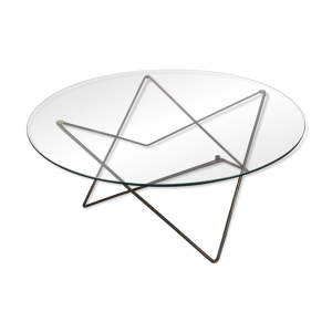 table basse fil de fer et verre