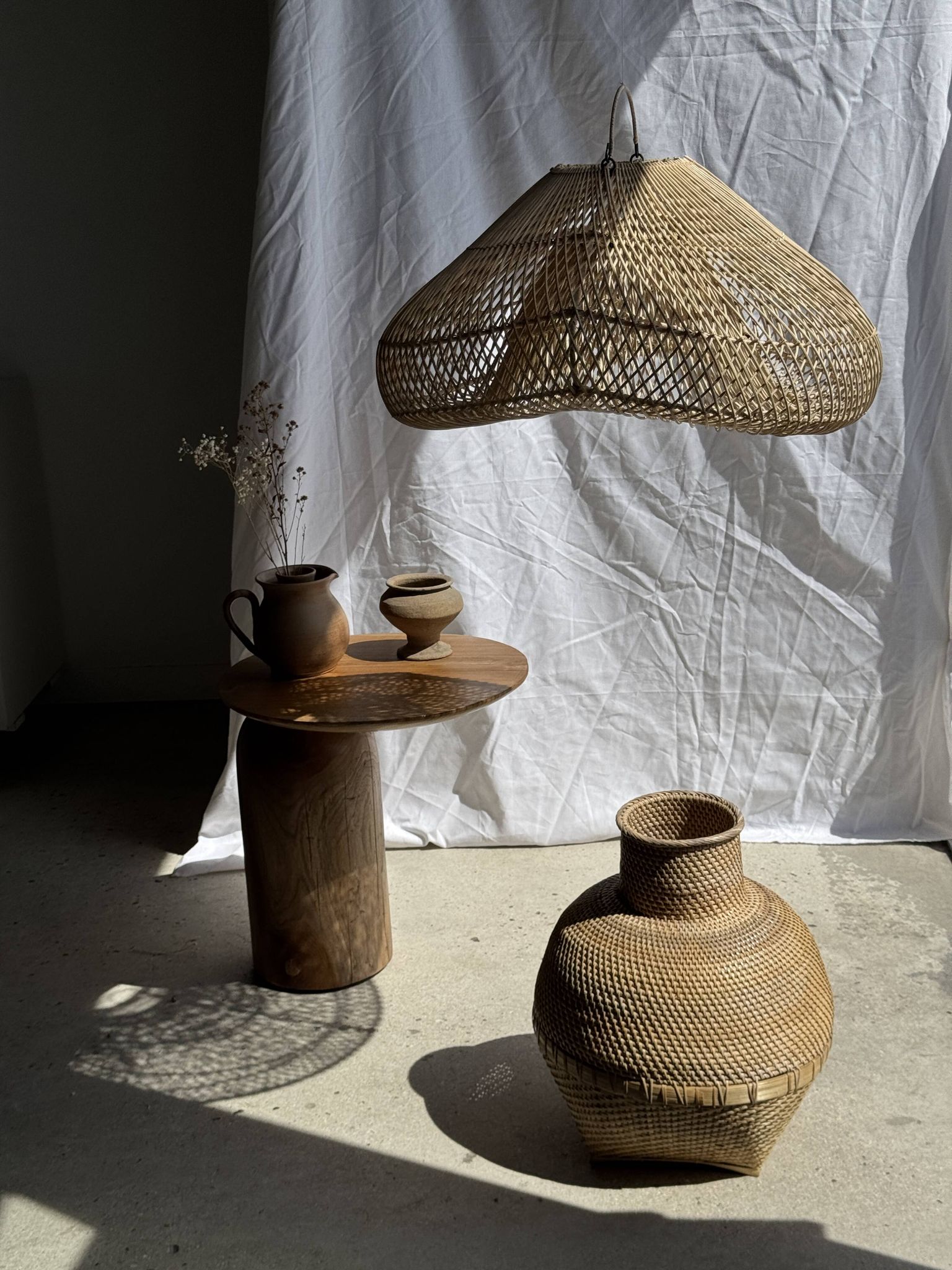 Suspension or rattan lampshade in the shape of a cloud or flattened bubble D60 H35