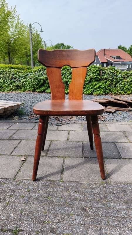 Vintage Brutalist Stube solid wood dining chair