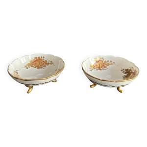Paire de coupelles tripodes - porcelaine limoges